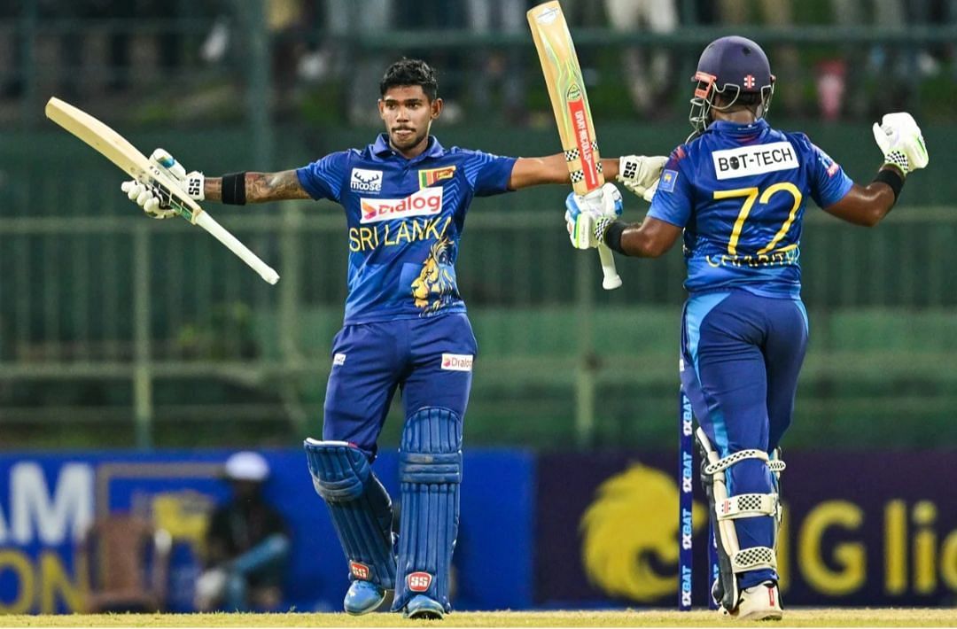 Pathum Nissanka acknowledging his double ton